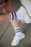 Eiffel in Paris – Chaussettes Rayures Blanc/Bleu